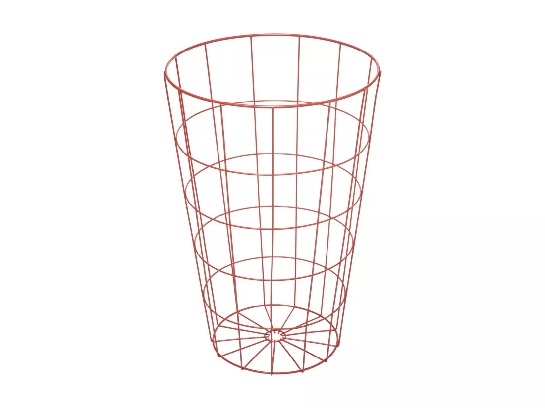 Panier à Linge 42L en métal Rose et couvercle en Bois