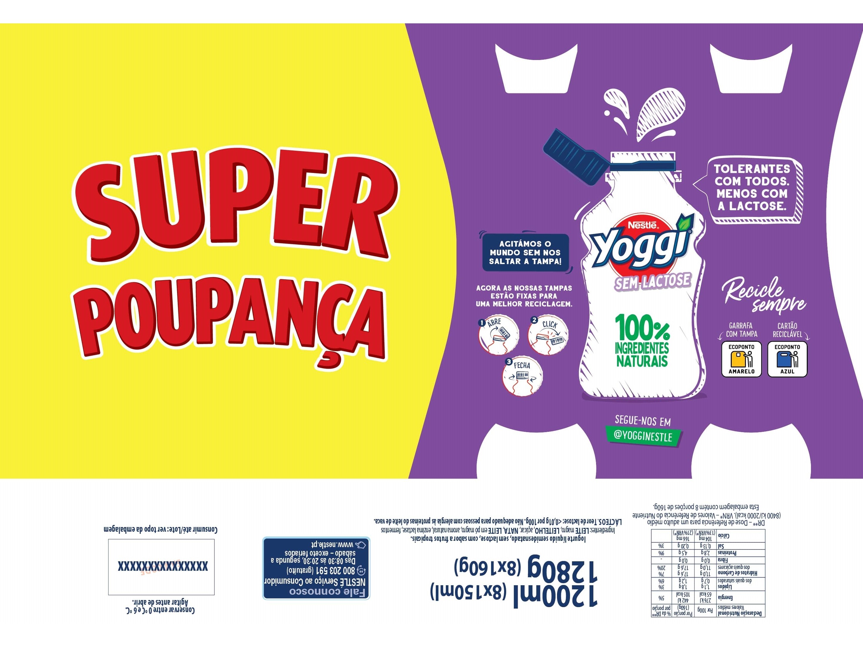 IOGURTE YOGGI SEM LACTOSE TROPICAL 8X160G