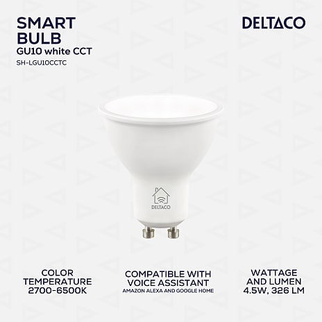 Deltaco Smart LED-pære GU10 - hvid