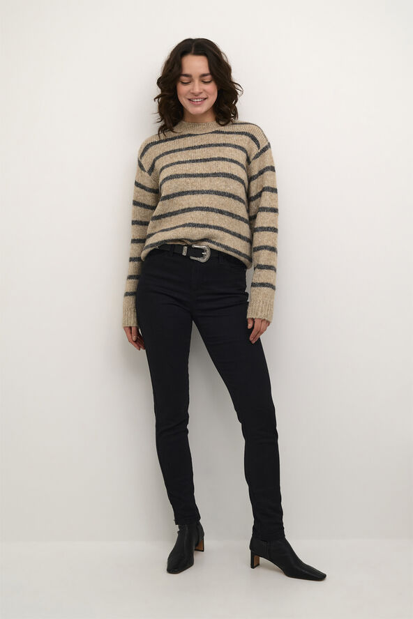Kaffe KAtrina Striped Pullover Feather gray melange stripe