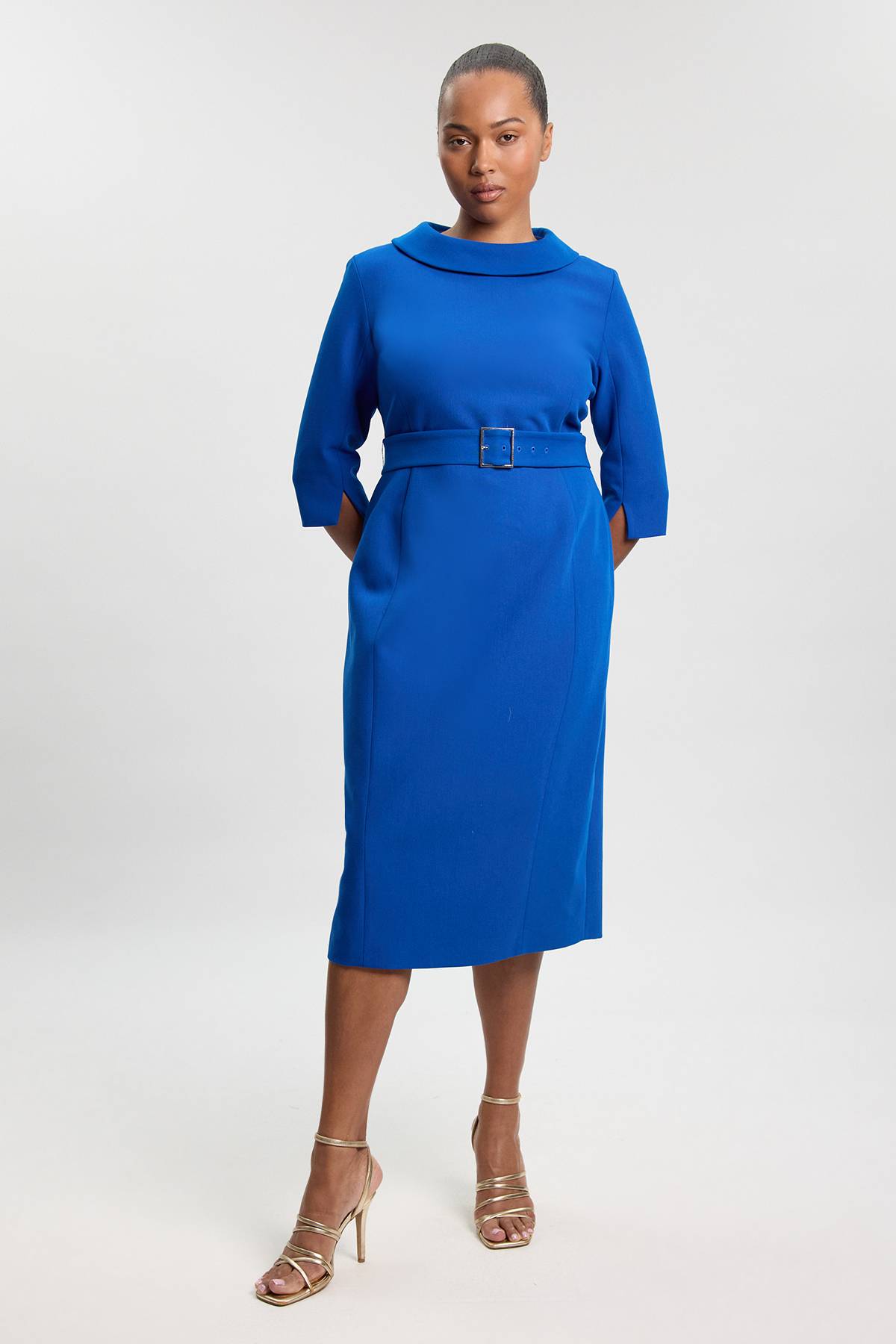 KarenMillen Robe Crayon Midi Ajustée Grande Taille À Col Roulé