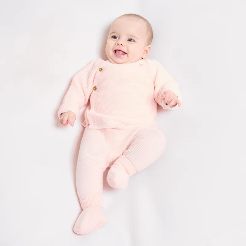Pull brassière maille tricot rose naissance Rose