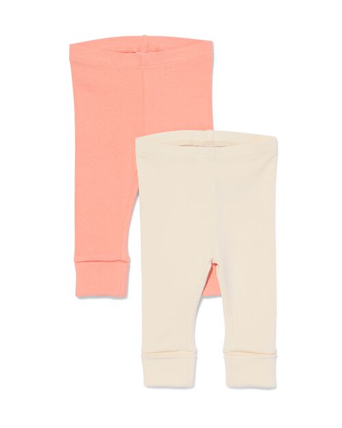 2 leggings évolutifs bébé côtelés rose pâle