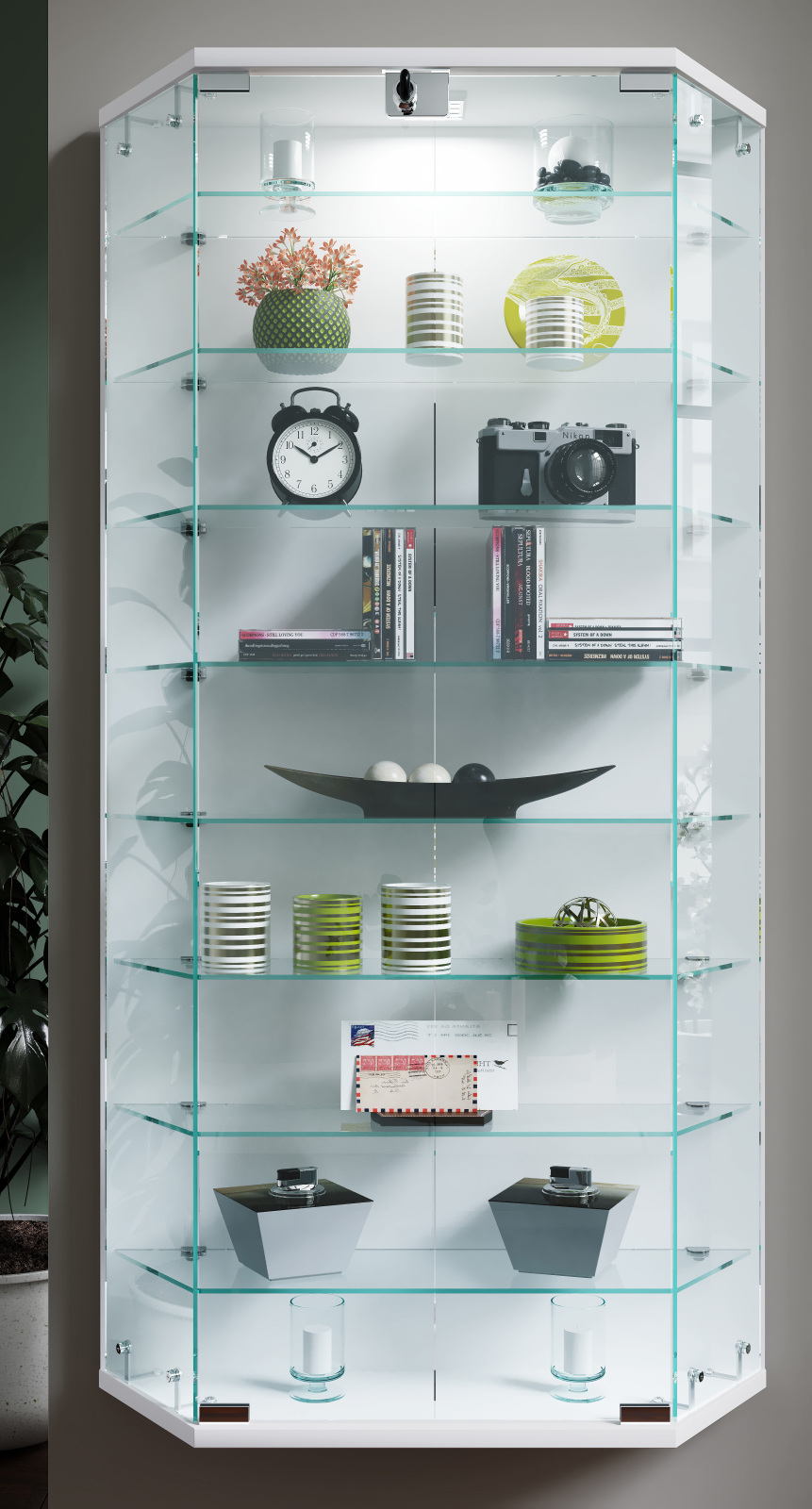 Wandvitrine BENILA XL - weiß - abschließbar