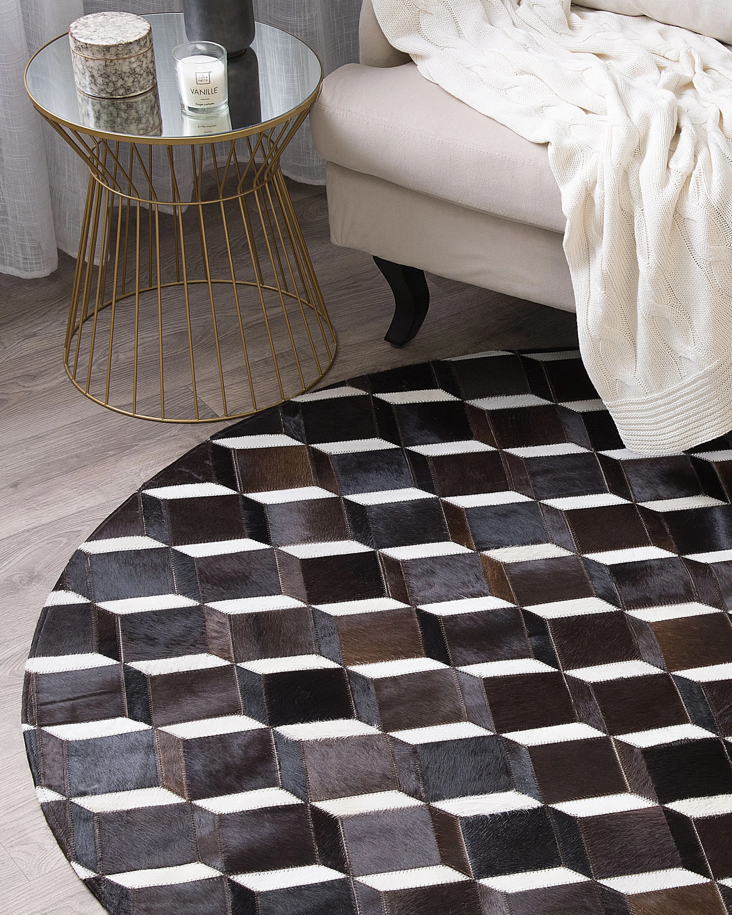 Vloerkleed ALPKOY Bruin ø 140 cm Leer