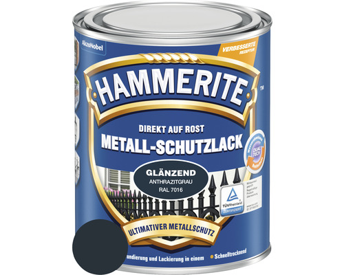 HAMMERITE Metaalbeschermende Verf, Glanzend Antracietgrijs, 250 ml