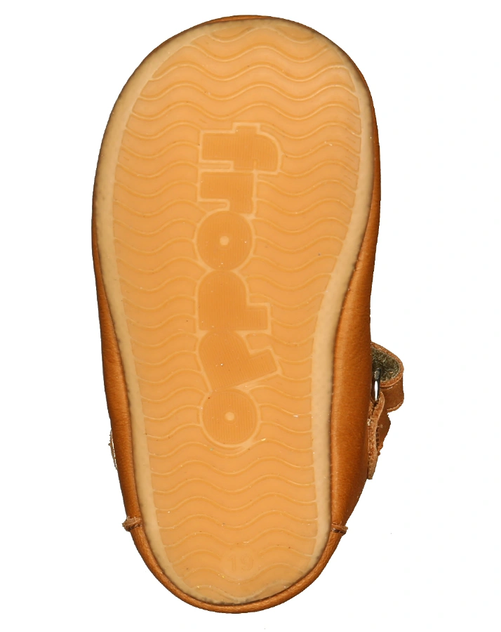 Leder-Krabbelschuhe ALICE in cognac