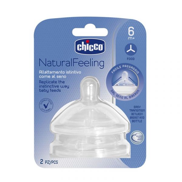Chicco Tetina Silicone NaturalFeeling Papa 6M  2 Unidades