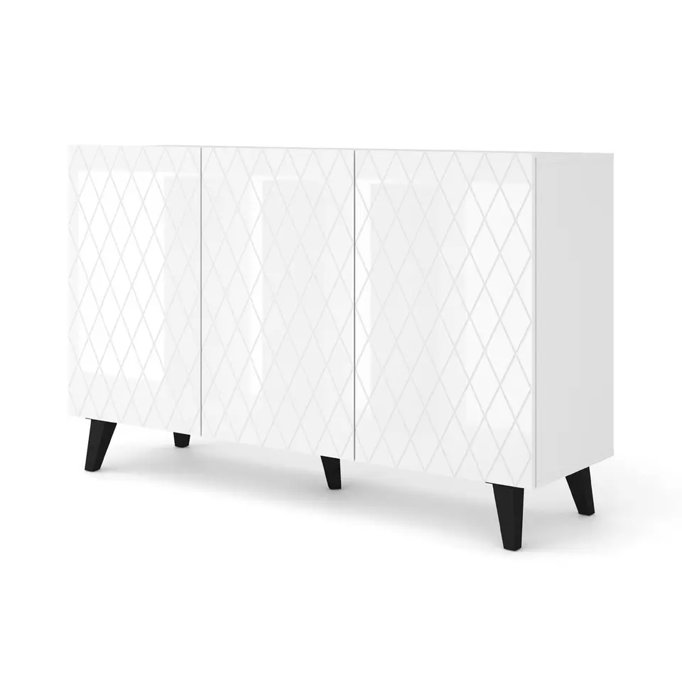 Dressoir DIUNA 145 cm 3D glanzend wit (fronten)