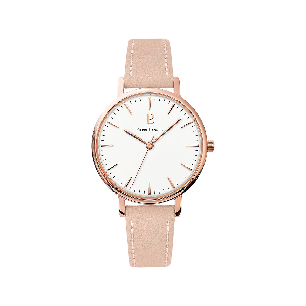 Montre Pierre Lannier acier rose cuir rose
