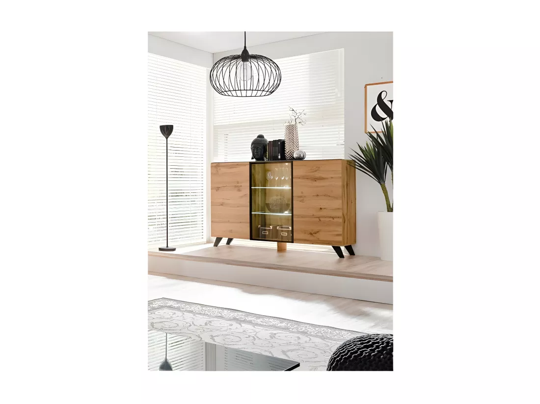 Buffet, bahut modèle TINO + LED. Meuble type scandinave. Enfilade design pour votre salon ou salle à manger.