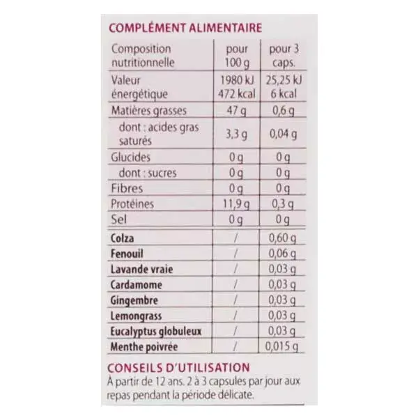 Pranarom Aromafemina Organic (Pré)Menstrual Comfort 30 cápsulas