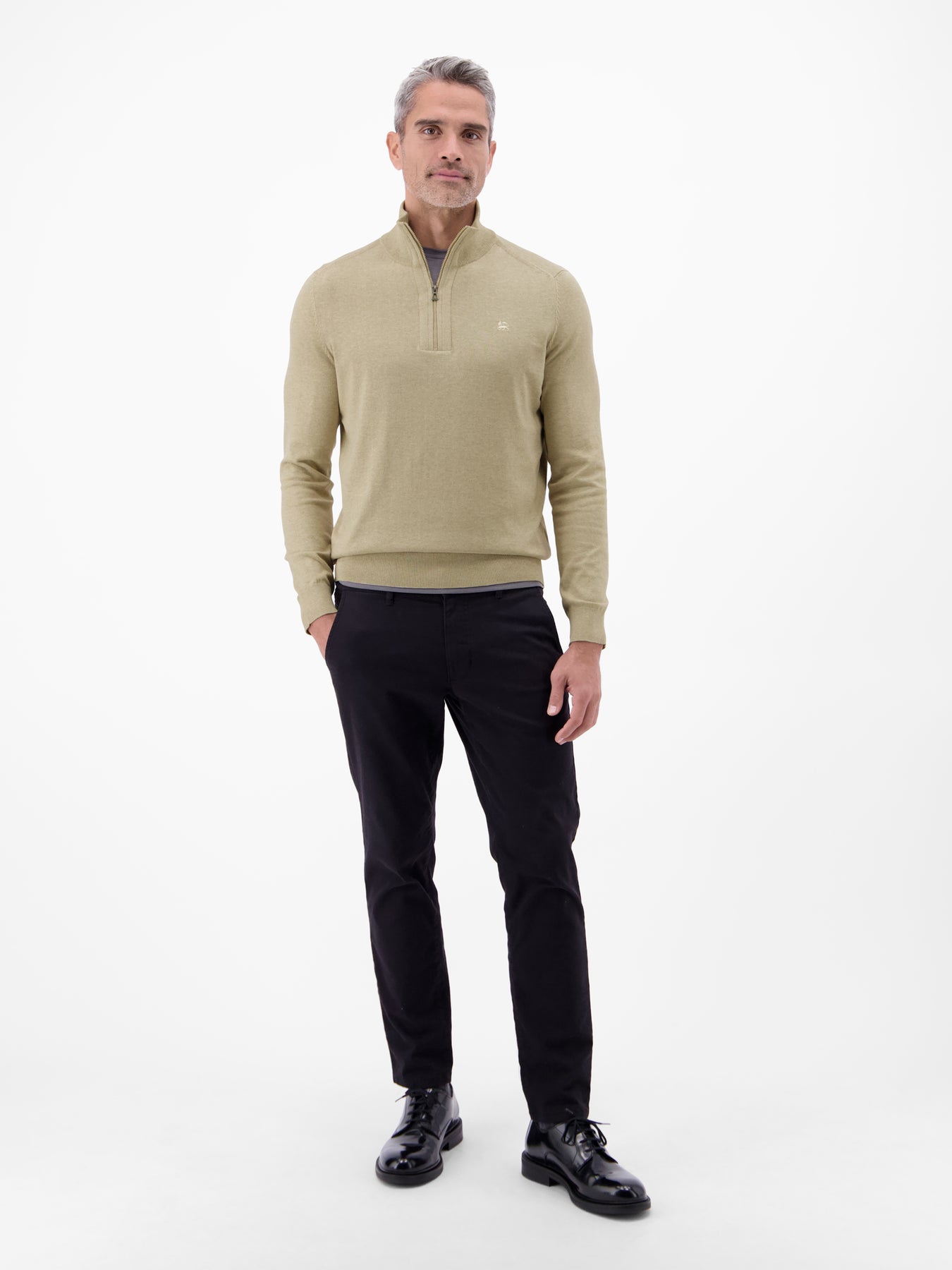 Flachstrickpullover mit Troyerkragen