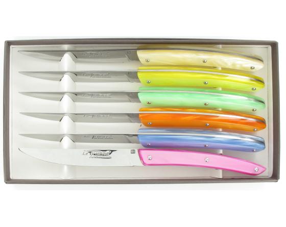 Le Thiers Table - coffret de 6 pièces - Manche 6 couleurs Couteaux Table par Bruno Sauzede