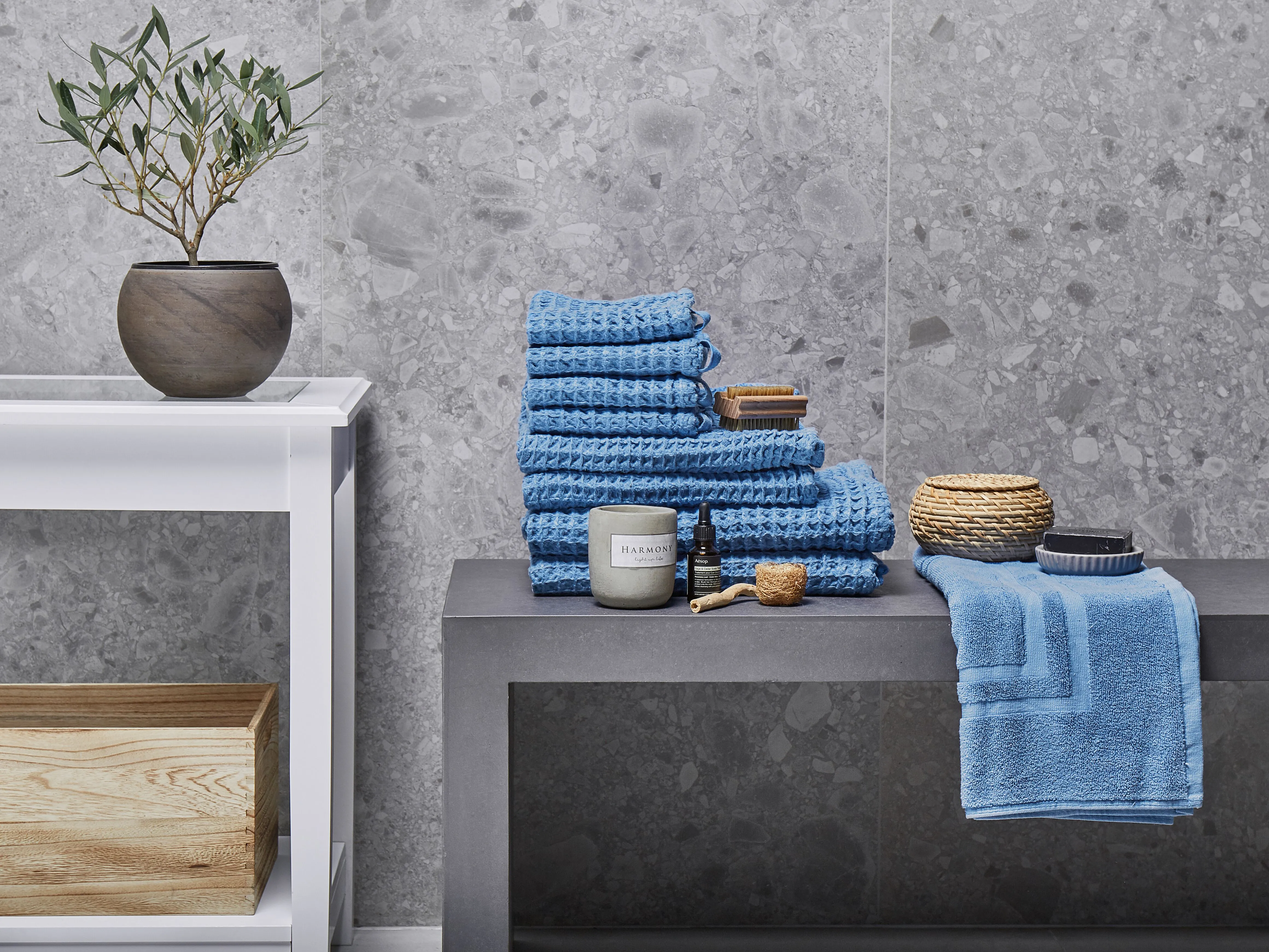 9-delige handdoekset AREORA Katoen Blauw
