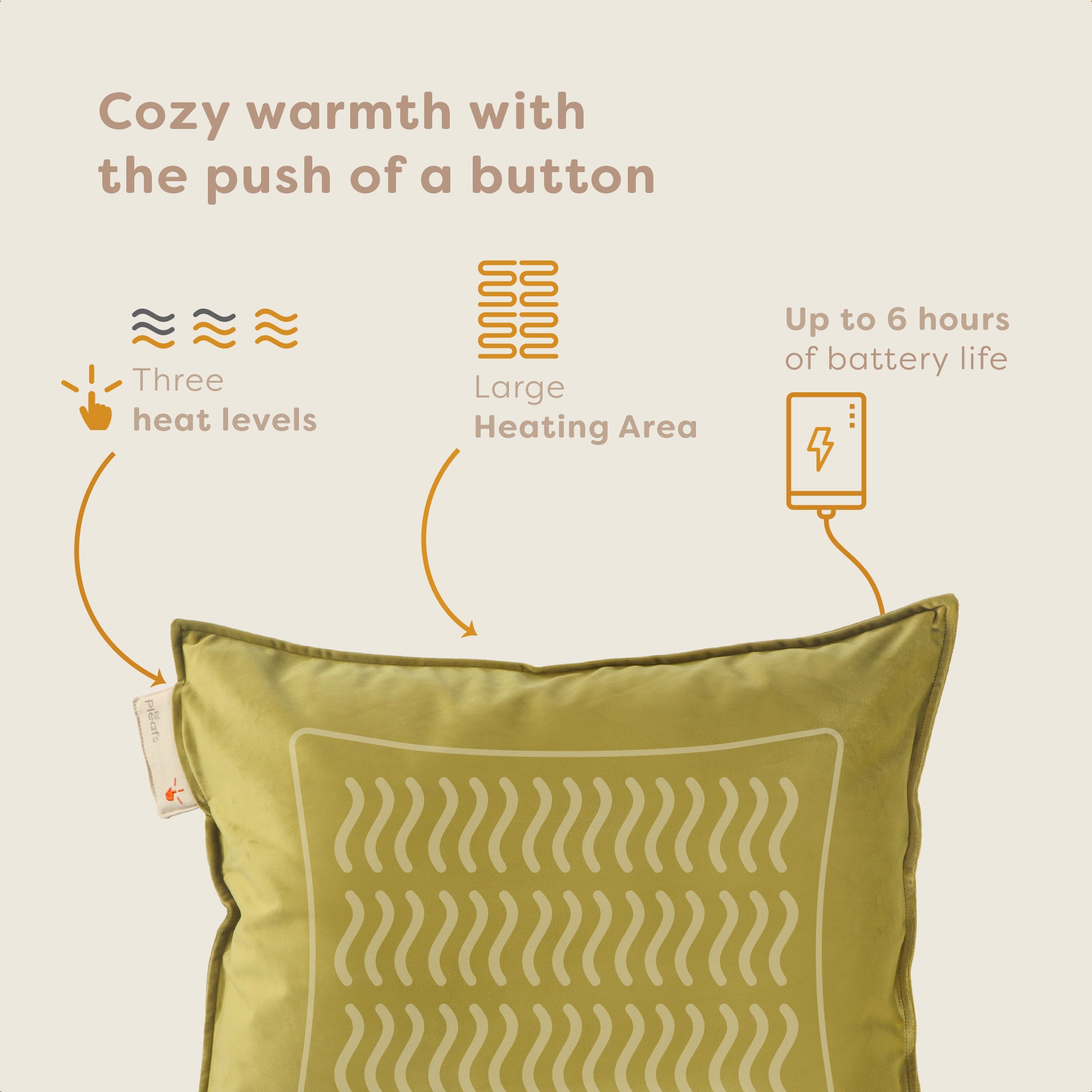 Pleafs Warmtekussen Plush 45x45cm - Barley Corn