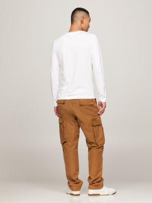 Camiseta de manga comprida com estampa da bandeira, modelagem extra slim fit.