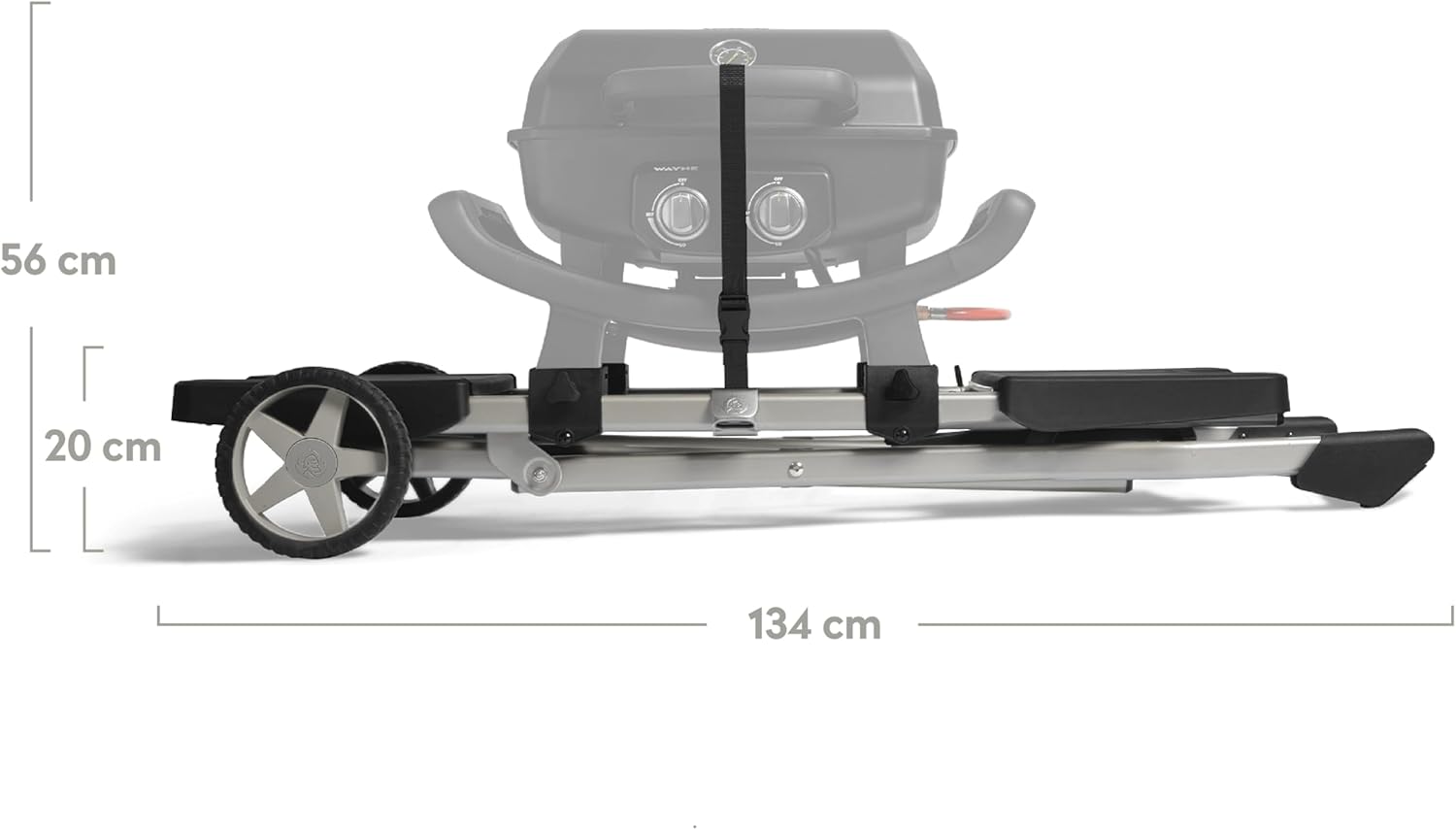 BURNHARD® - Deutsche Marke - Rollwagen für Gasgrill Wayne, Gestell aus massivem Stahl, Kunststoff Seitentische