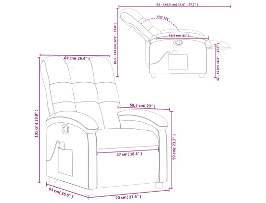 VIDAXL - Fauteuil Relaxation Fauteuil de massage inclinable - Brun foncé - 70x93x101cm