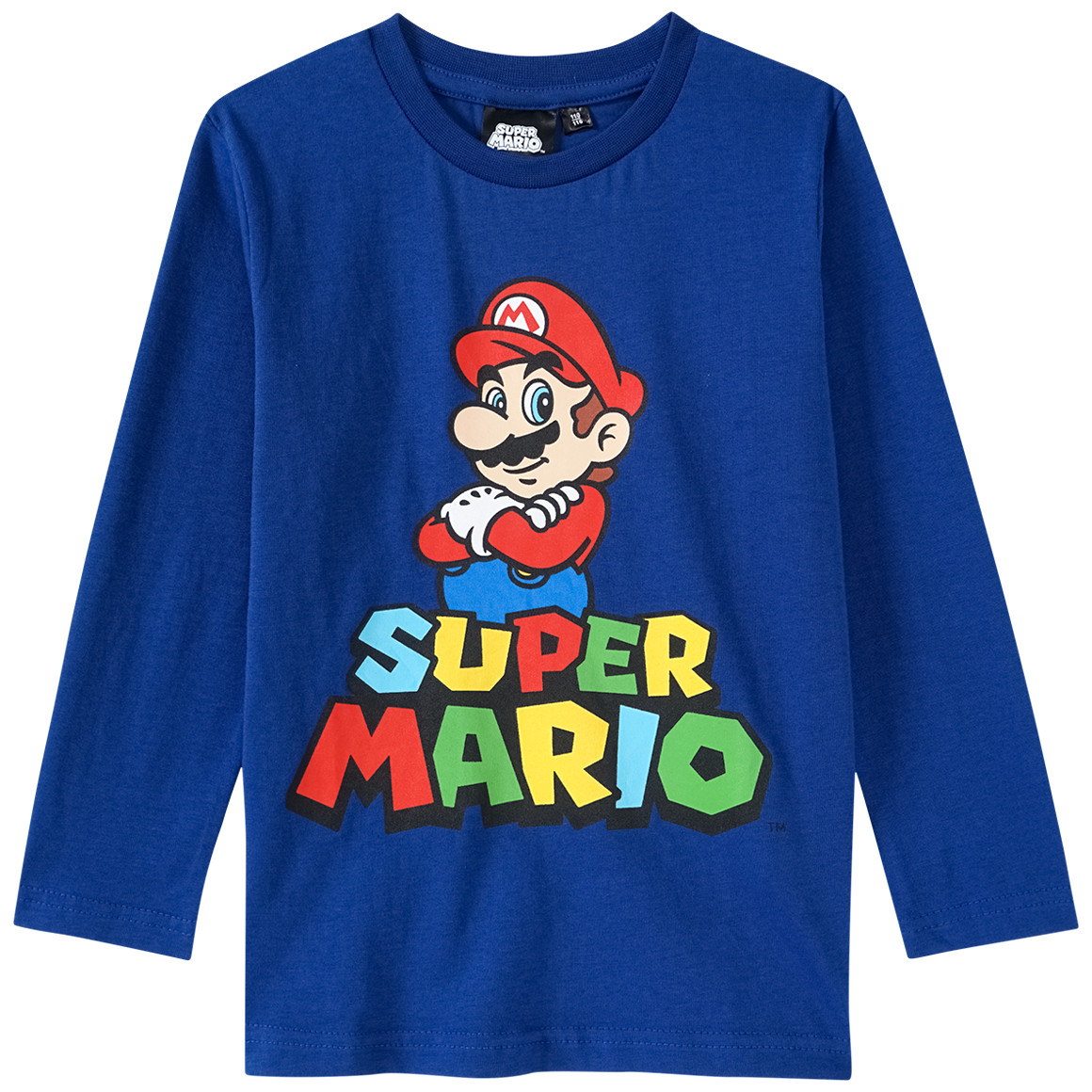 Topolino Super Mario Schlafanzug mit großem Print dunkelblau / hellgrau