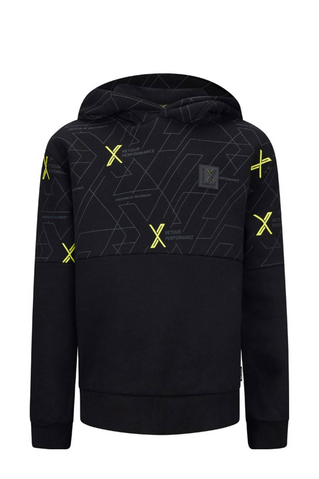 Retour Jeans hoodie Playoff met all over print zwart