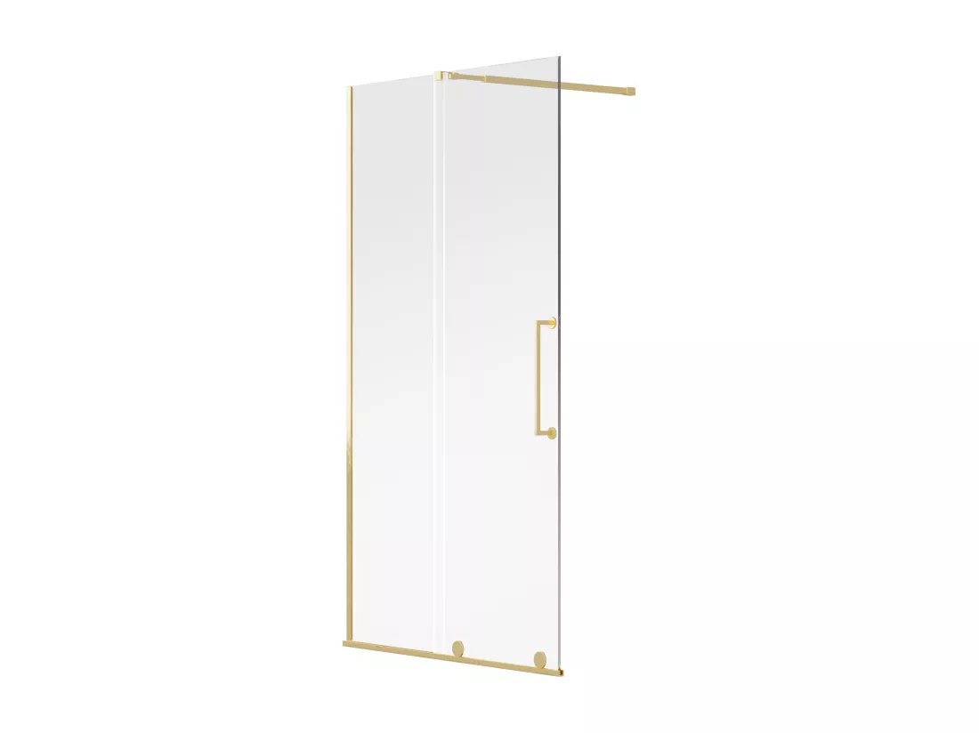Paroi de douche à l'italienne avec porte coulissante en métal style industriel - Doré - 120 x 200 cm - YOREM