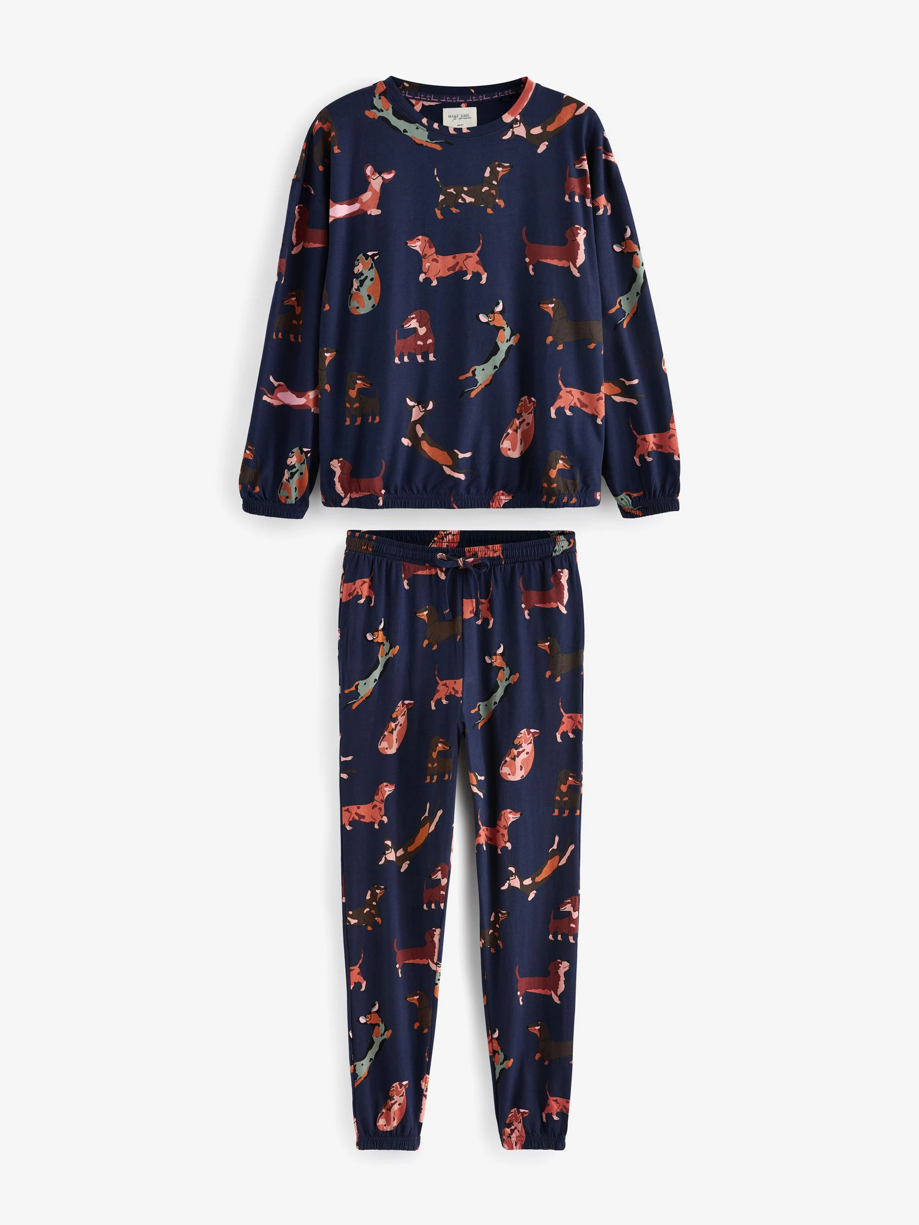 Marineblauw teckel - Pyjama met lange mouwen