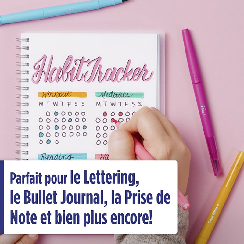 Stylo feutre Papermate Flair Dual double pointe écriture moyenne - Pochette de 8
