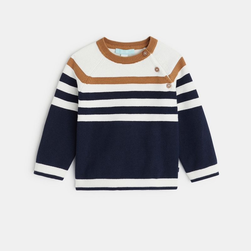 Pull tricot maille rayée bleu bébé garçon