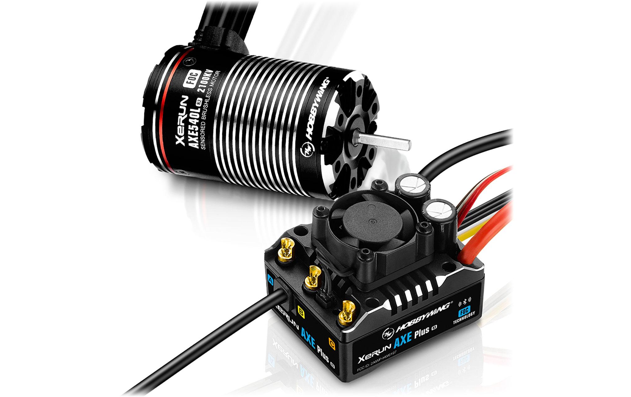 Brushless-Antriebsset AXE Plus R3 Combo 2100 kV 2-6S<br>Brushless Sensored ESC für Rock Crawler im Massstab 1:10