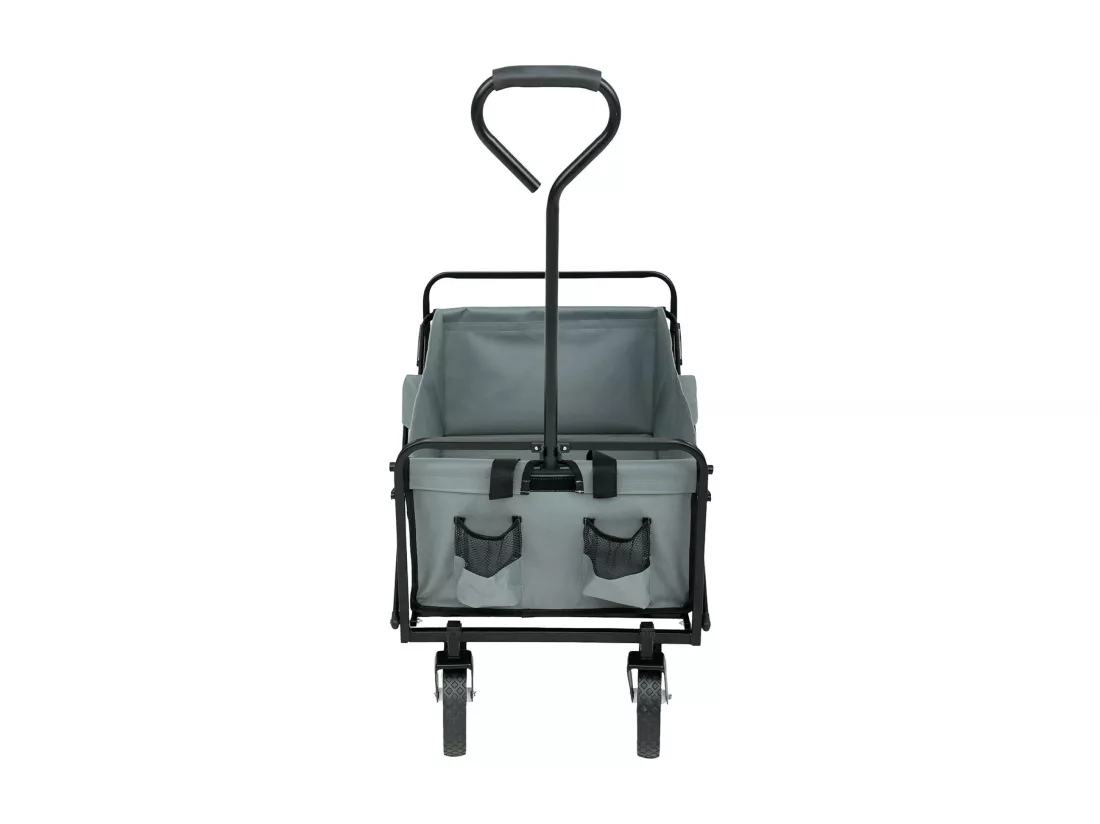 Chariot pliable pour plage avec roues en plastique et capacité de charge maximale de 120 kg en gris