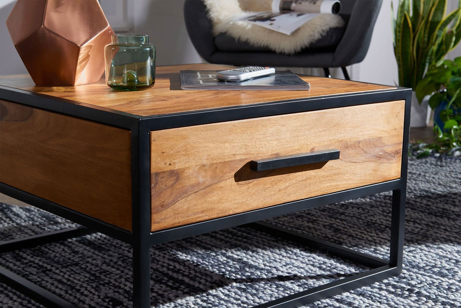 Couchtisch Baja 65x65 braun/schwarz