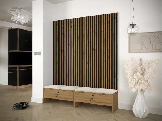 Meuble d'entrée Hartford 485, 206x170x44cm, Tapisserie|Stratifié, À poser
