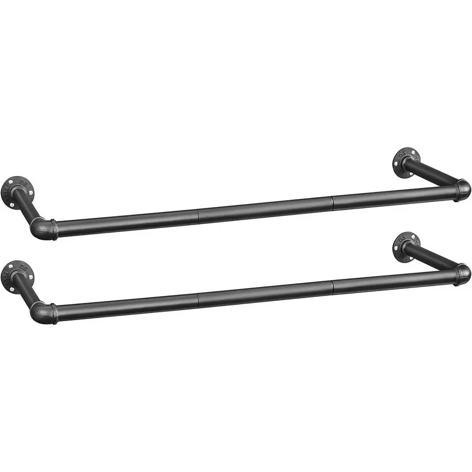 Kledingrek Set van 2 - Metaal - Industrieel - Zwart