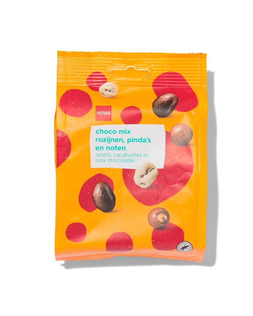 mix de raisins secs, cacahuètes et noix au chocolat 150g
