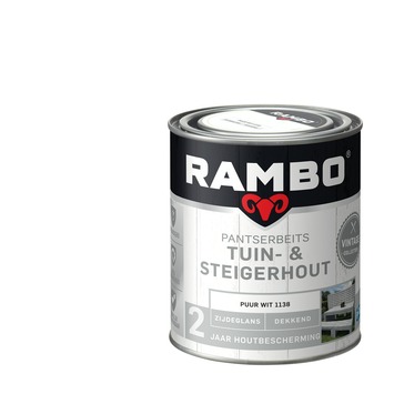 Rambo vintage pantserbeits tuin- en steigerhout dekkend puur wit zijdeglans 750 ml