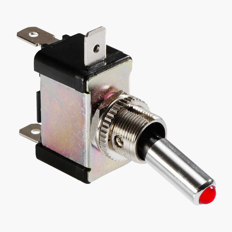 Vippestrømbryter, rød diode, 12 V, 20 A