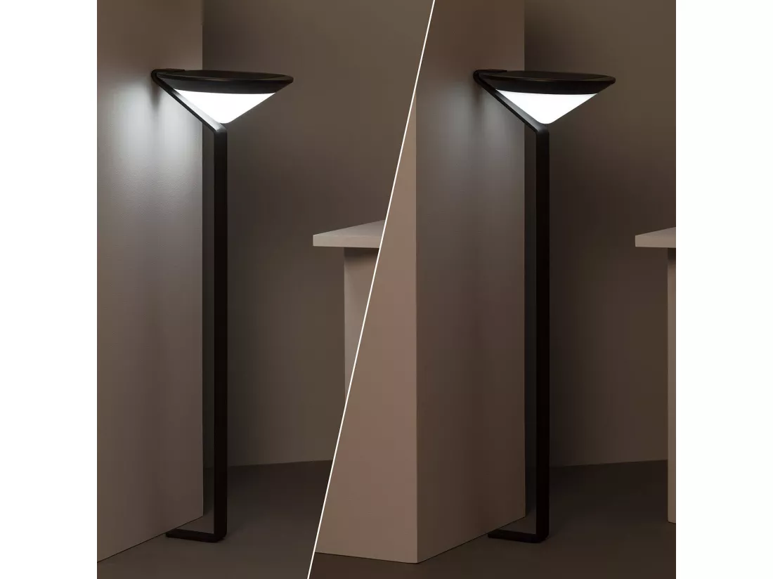 Balise LED Solaire Extérieure en Saillie sur Pied 80cm Yuma Big avec Détecteur Mouvement Radar 2700K Blanc chaud