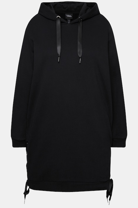 Long-Hoodie, Satinbänder, Kapuze, Langarm