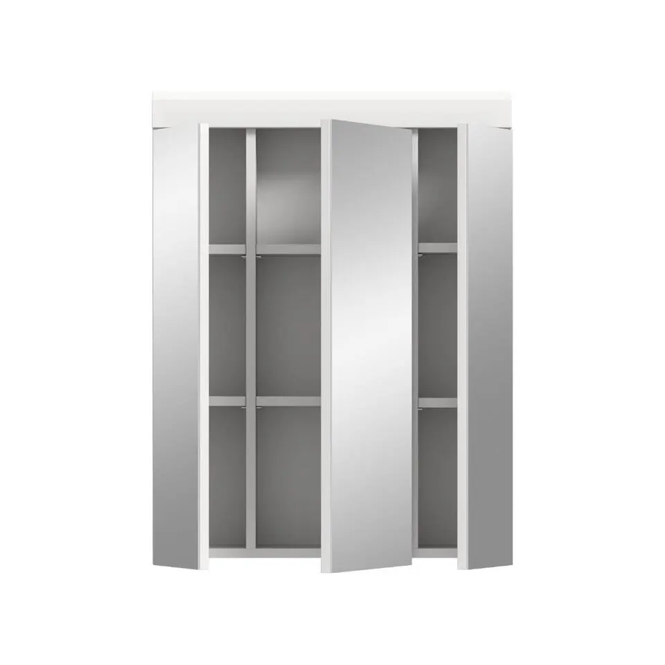 Hioshop Scout spiegelkast 3 spiegeldeuren wit hoogglans- wit