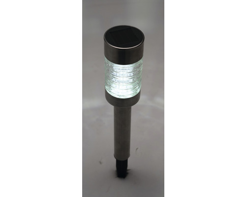 LED-zonnepadverlichting IP44 met grondpen, kleur roestvrij staal, HxØ 430x62 mm