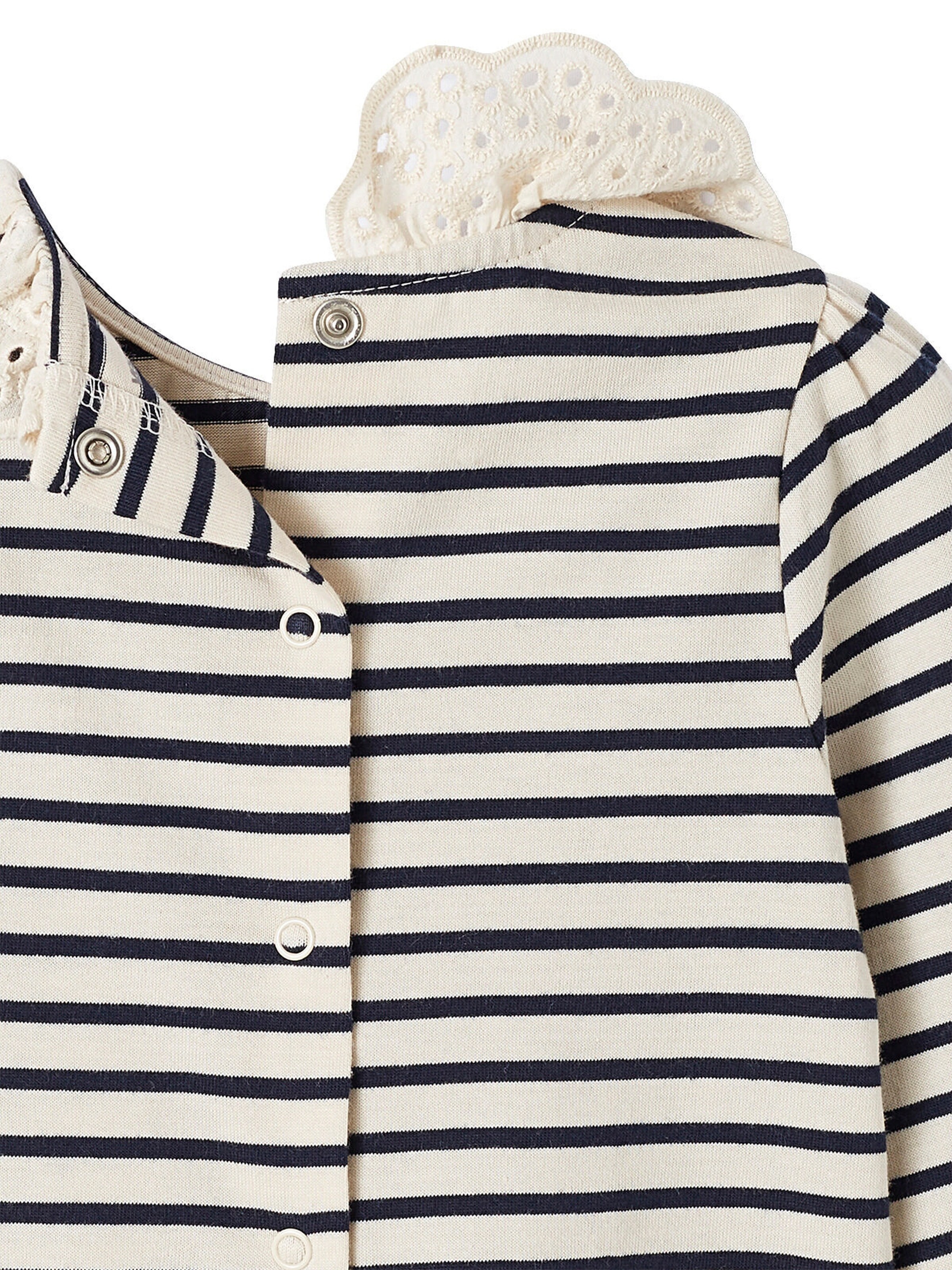 Vertbaudet Baby Shirt mit besticktem Kragen marine gestreift
