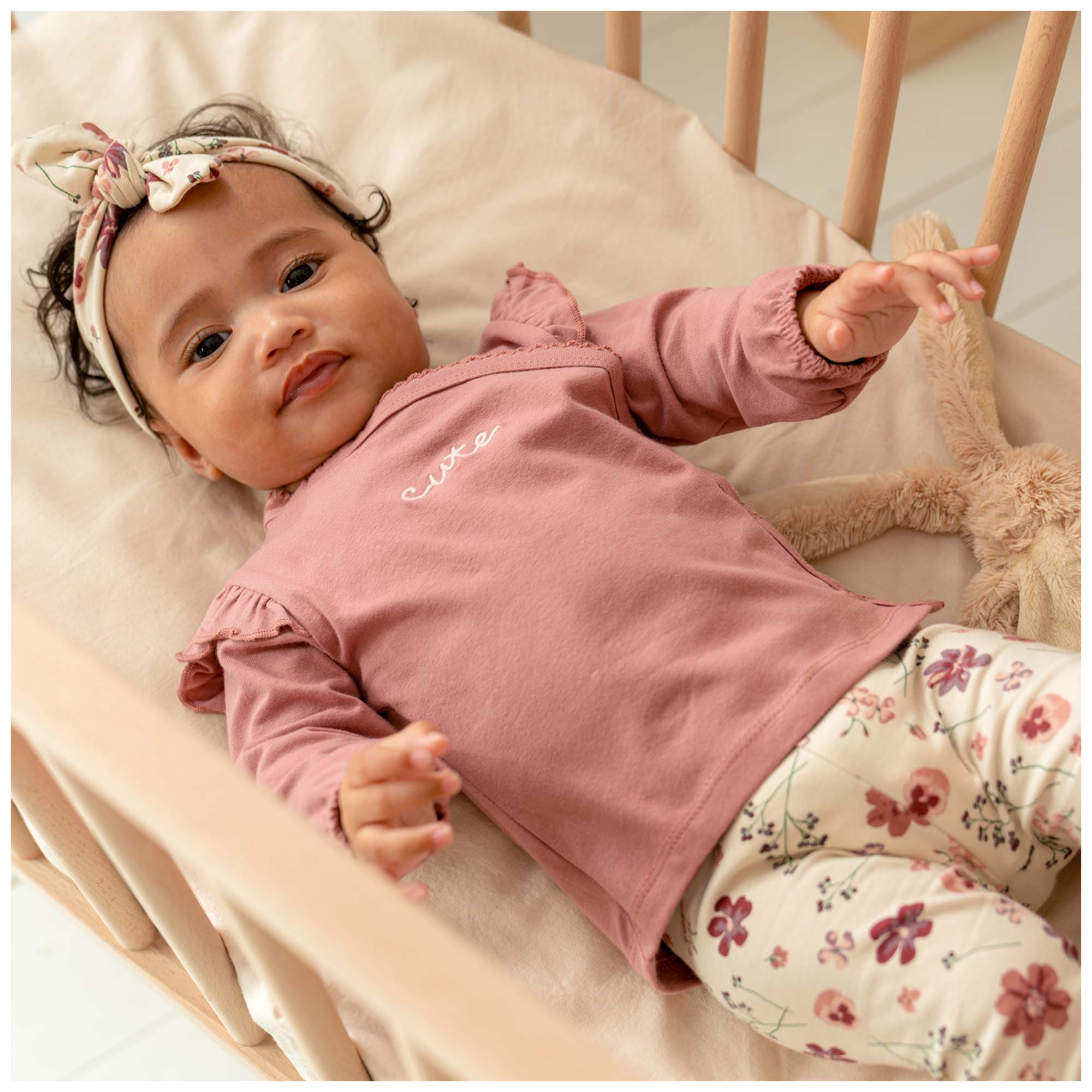 Prénatal newborn overslagshirt lange mouwen tekst roze