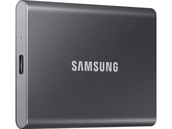 Samsung T7 MU-PC2T0T - SSD - krypteret - 2 TB - ekstern (bærbar) - USB 3.2 Gen 2 (USB-C stikforbindelse) - 256-bit AES - titan grå