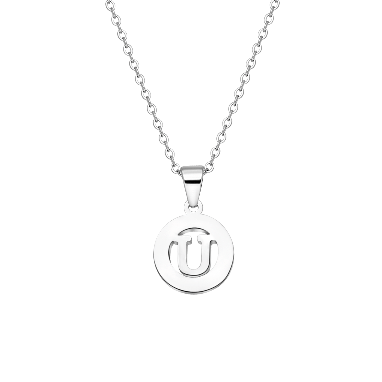 Stalen ketting met letter - U