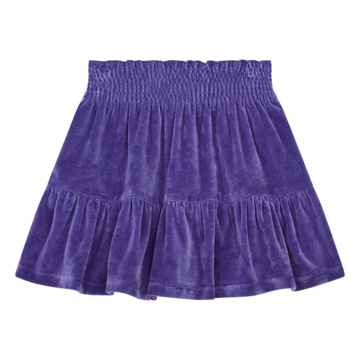 SMALLABLE BASICS Jupe Courte Fille Elastiquée à la Taille en Velours | Bleu indigo