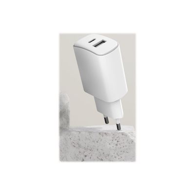Just Green - Chargeur secteur pour smartphone - USB A & USB-C - blanc - 37W