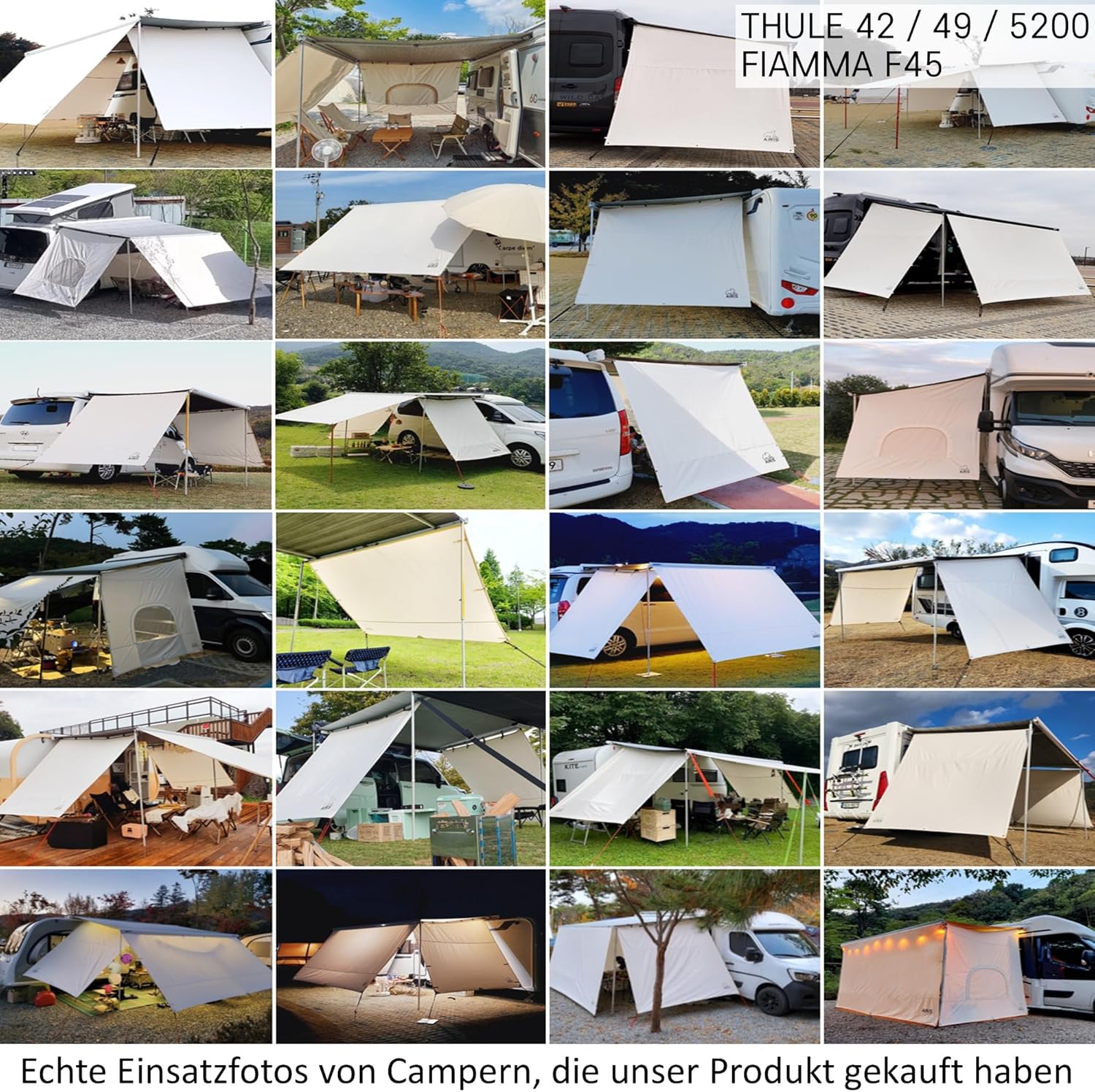 AIRIS Sun Blocker für Markise – Wohnmobil Seitenwand, effektiver Sicht- & Sonnenschutz, wasserabweisend, kompatibel mit Fiamma & Thule, 2er-Set (Fiamma F45, Thule 42, 49, 5200 Mit Fenster)