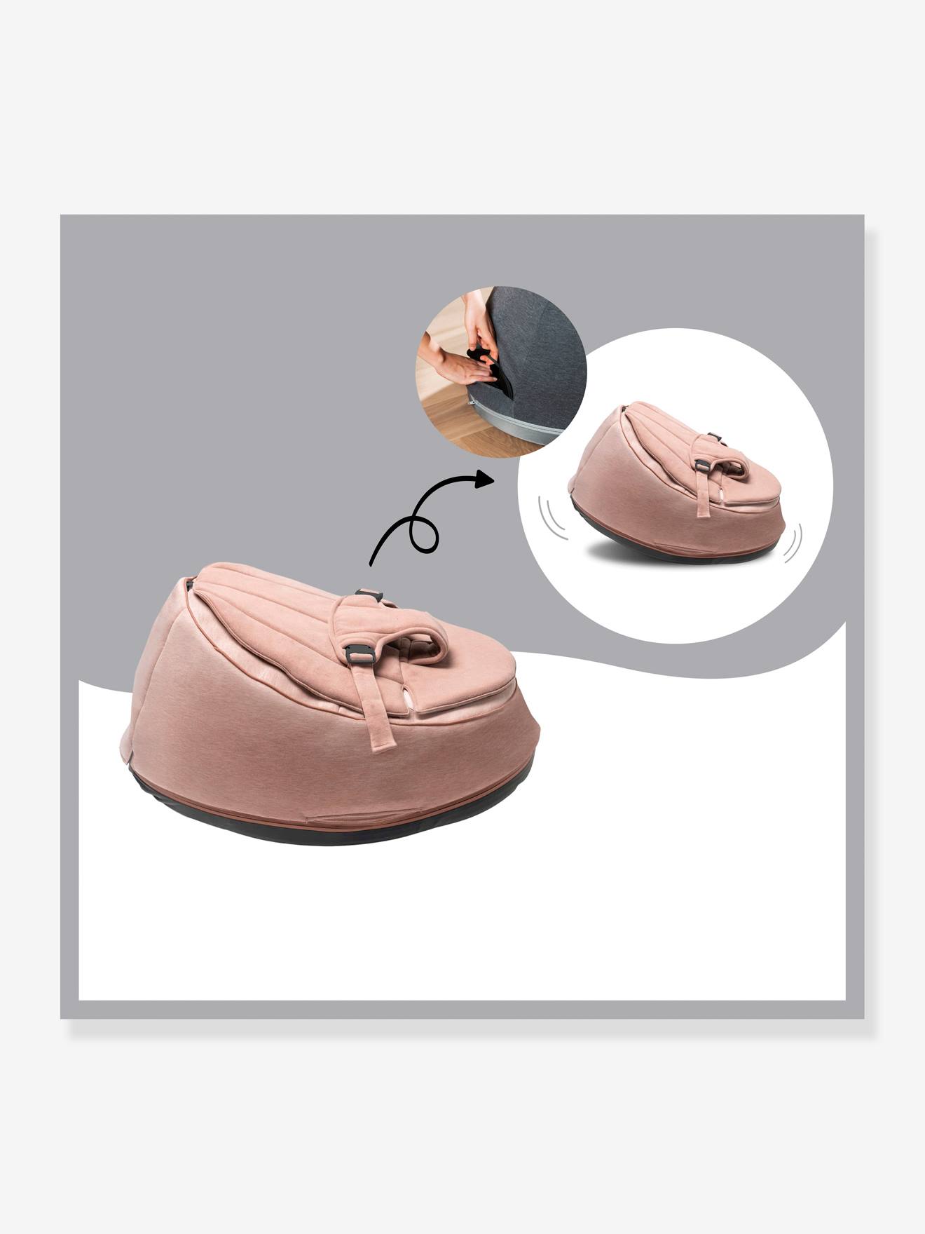 BABYMOOV Doomoo Rede de Balanço e Puff com Balanço Integrado, Rosa Escuro Liso
