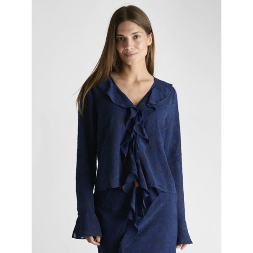Neo Noir Anika Burnout Bluse, Navy, 34